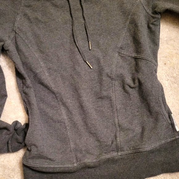 Gray Mondetta Scoop Sweatshirt Drawstring Neck Slim Fit Seamed Detail S - Picture 4 of 7